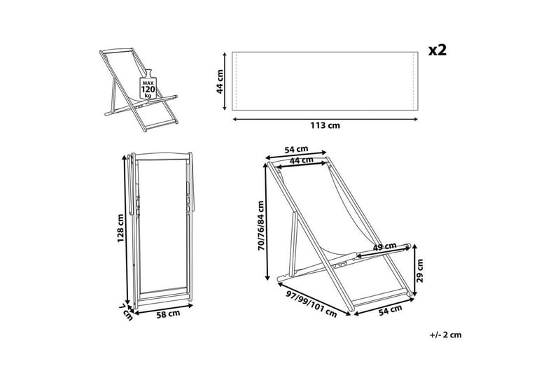 Solseng 2 erstatningstekstiler Anzio - Lyst tre, hvit, flerfarget - Hagemøbler & utemiljø - Stoler & Lenestoler - Solstoler