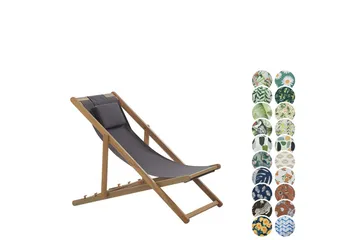 Solseng 2 erstatningstekstiler Avellino - Grå, lyst tre, flerfarget - Hagemøbler & utemiljø - Stoler & Lenestoler - Solstoler