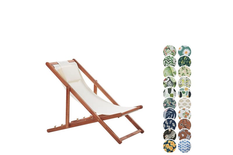 Solseng 2 erstatningstekstiler Avellino - Hvit, mørkt treverk, flerfarget - Hagemøbler & utemiljø - Stoler & Lenestoler - Solstoler