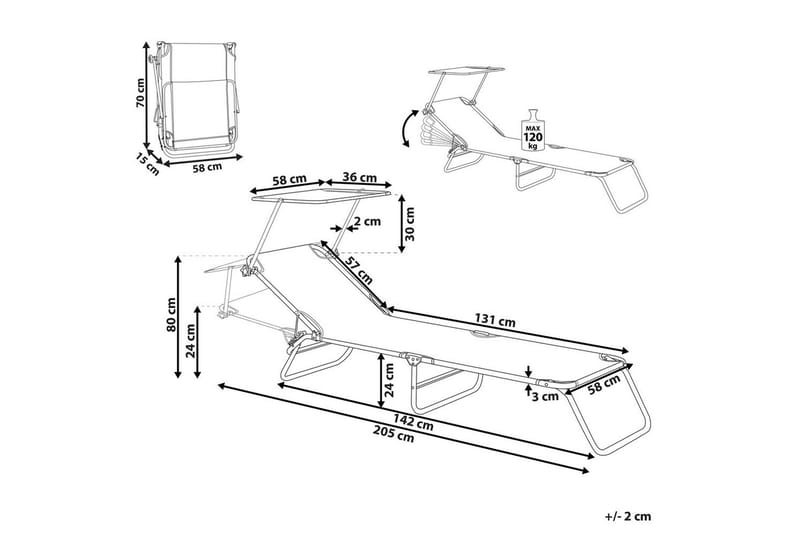 Solseng Foligno - Grønn, Sølv - Hagemøbler & utemiljø - Stoler & Lenestoler - Solsenger & solvogner