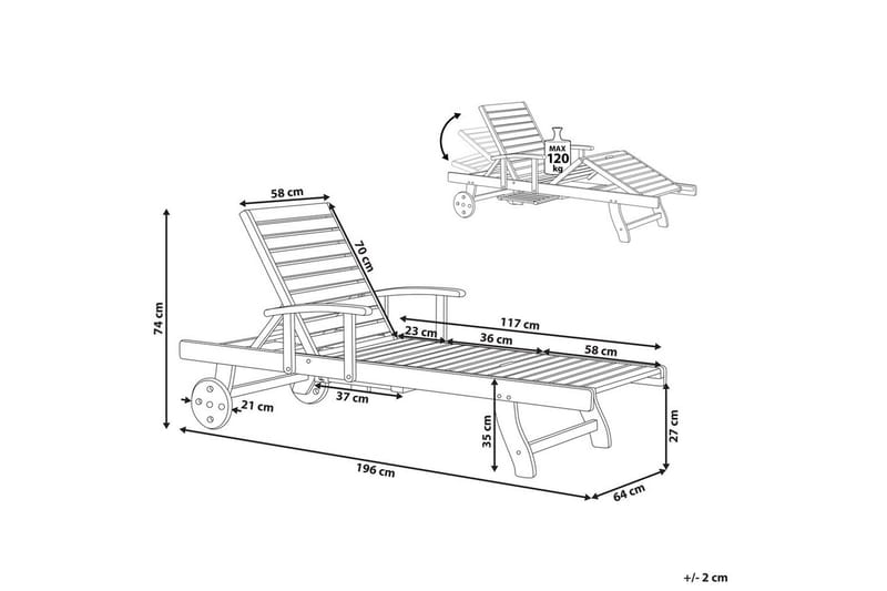 Solseng Java - Lyst tre, Lyst treverk - Hagemøbler & utemiljø - Stoler & Lenestoler - Solsenger & solvogner