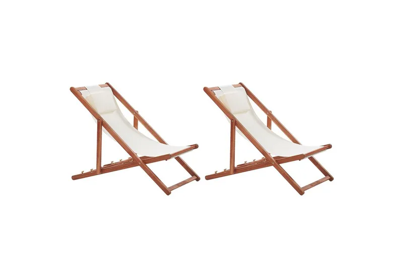 Solseng sett med 2 Avellino - Hvit, mørkt treverk, flerfarget - Hagemøbler & utemiljø - Stoler & Lenestoler - Solstoler