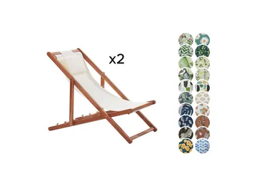 Solseng sett med 2 Avellino - Hvit, mørkt treverk, flerfarget - Hagemøbler & utemiljø - Stoler & Lenestoler - Solstoler