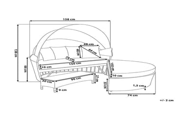 Lu| Solseng 150|158 Cm - Grå - Hagemøbler & utemiljø - Loungemøbler - Solseng