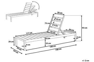 Nardo Solseng 64|198 Cm - Brun - Hagemøbler & utemiljø - Stoler & Lenestoler - Solsenger & solvogner