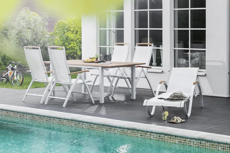 Nydala Solseng - Hvit/Teak - Hagemøbler & utemiljø - Stoler & Lenestoler - Solsenger & solvogner