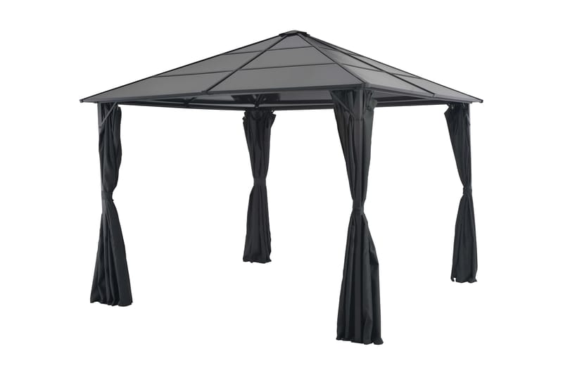 Paviljong med gardin aluminium 3x3 m svart - Svart - Solsenger & solvogner
