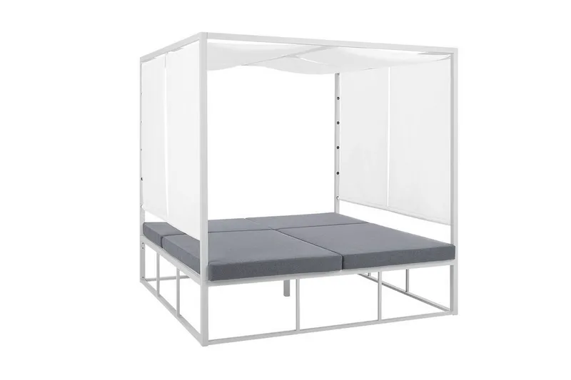 Solseng med sengehimmel Hvit/grå PALLANZA - Hvit - Hagemøbler & utemiljø - Loungemøbler - Solseng