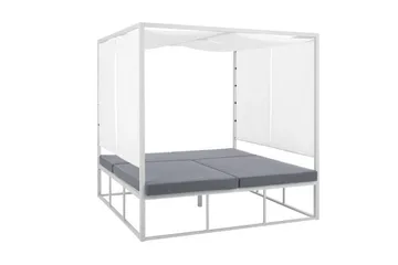 Solseng med sengehimmel Hvit/grå PALLANZA - Hvit - Hagemøbler & utemiljø - Stoler & Lenestoler - Solsenger & solvogner