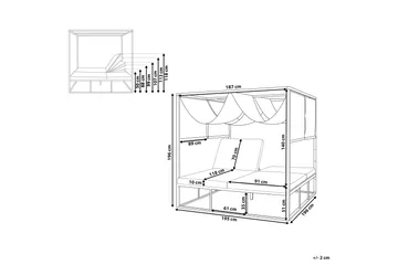 Solseng med sengehimmel Hvit/grå PALLANZA - Hvit - Hagemøbler & utemiljø - Stoler & Lenestoler - Solsenger & solvogner