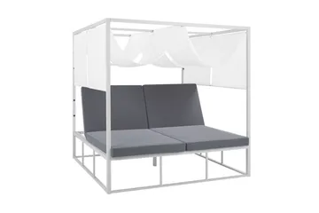 Solseng med sengehimmel Hvit/grå PALLANZA - Hvit - Hagemøbler & utemiljø - Stoler & Lenestoler - Solsenger & solvogner