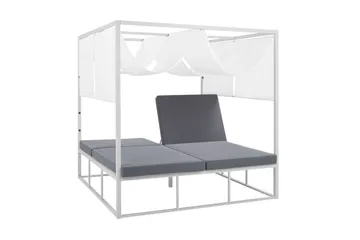 Solseng med sengehimmel Hvit/grå PALLANZA - Hvit - Hagemøbler & utemiljø - Stoler & Lenestoler - Solsenger & solvogner