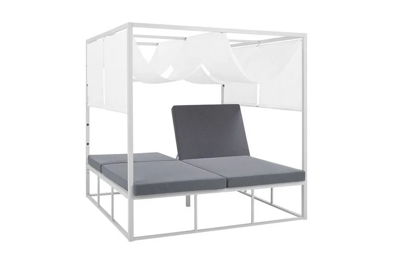 Solseng med sengehimmel Hvit/grå PALLANZA - Hvit - Hagemøbler & utemiljø - Stoler & Lenestoler - Solsenger & solvogner