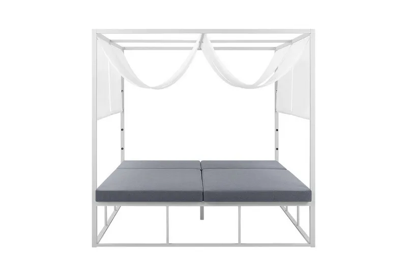 Solseng med sengehimmel Hvit/grå PALLANZA - Hvit - Hagemøbler & utemiljø - Stoler & Lenestoler - Solsenger & solvogner