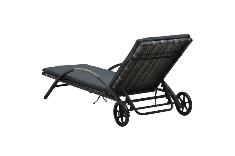 Solseng med pute og hjul polyrotting antrasitt -   - Solsenger & solvogner