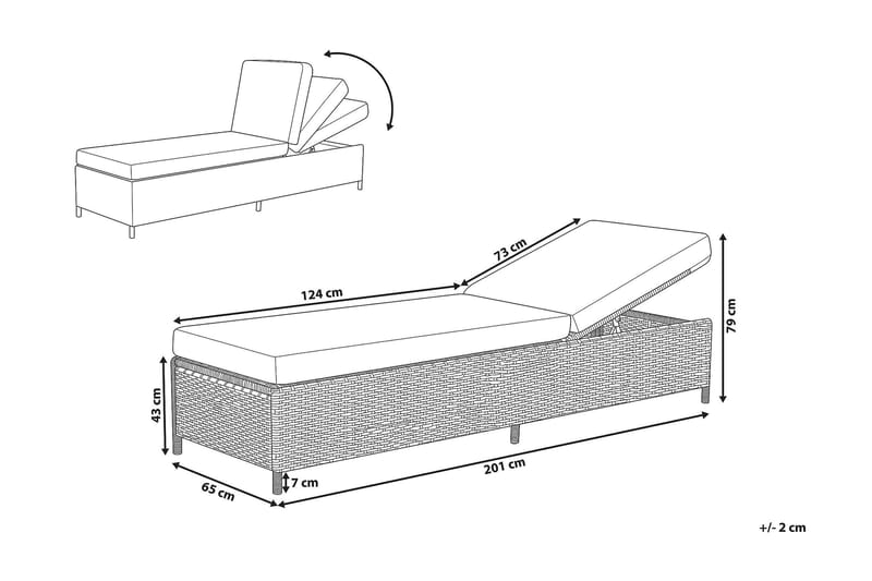 Solseng Turin Ii 65|201 Cm - Hvit - Solsenger & solvogner