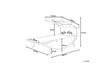 Terno Solseng 110 | 200 cm - Grå - Hagemøbler & utemiljø - Stoler & Lenestoler - Solsenger & solvogner