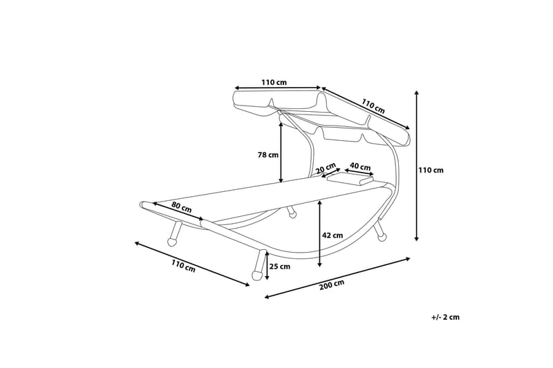 Terno Solseng 110 | 200 cm - Grå - Hagemøbler & utemiljø - Stoler & Lenestoler - Solsenger & solvogner