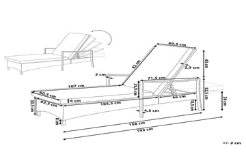 Vasto Solseng 60,5|192 Cm - Brun - Hagemøbler & utemiljø - Stoler & Lenestoler - Solsenger & solvogner
