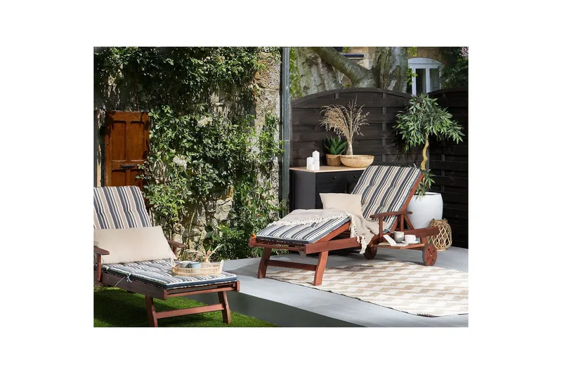 Solseng Toscana - Mørkt tre, blå, beige - Hagemøbler & utemiljø - Stoler & Lenestoler - Solsenger & solvogner