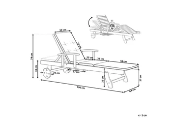 Solseng Toscana - Mørkt tre, blå, beige - Hagemøbler & utemiljø - Stoler & Lenestoler - Solsenger & solvogner