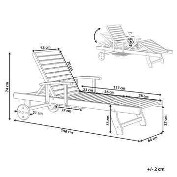 Solseng utendørs Amantea akasietre - Brun - Hagemøbler & utemiljø - Stoler & Lenestoler - Solsenger & solvogner