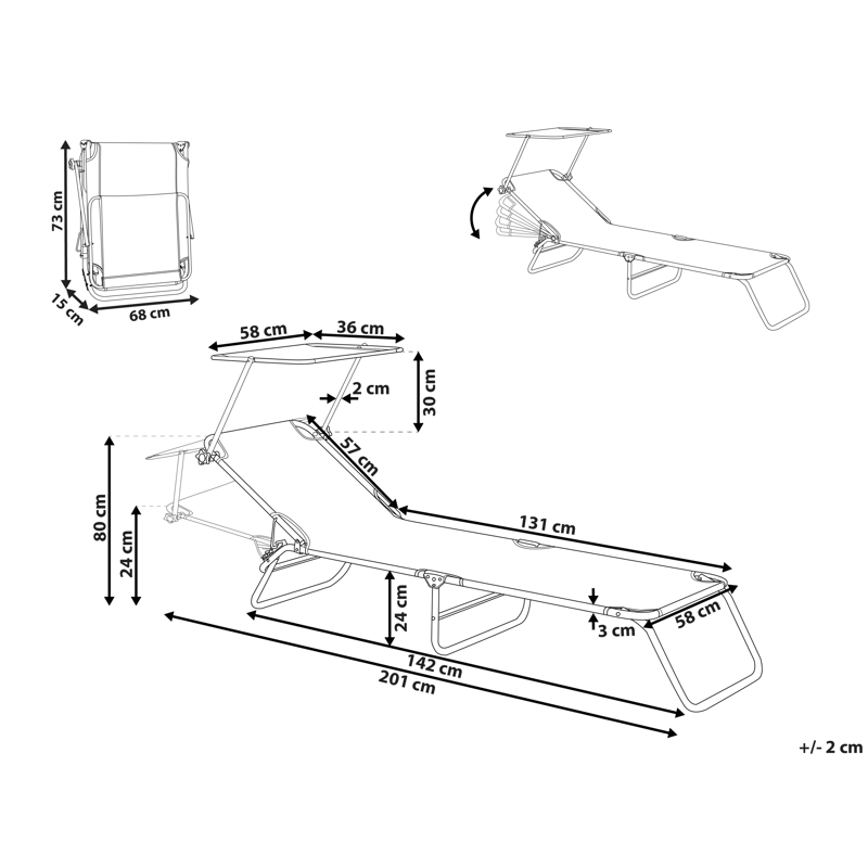 Solseng utendørs Foligno Stål - Beige/Sølv - Hagemøbler & utemiljø - Stoler & Lenestoler - Solsenger & solvogner