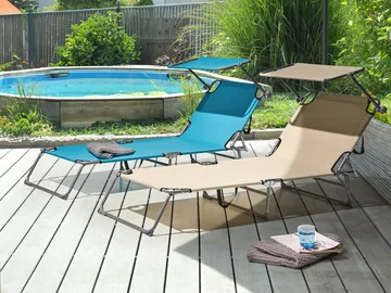 Solseng utendørs Foligno Stål - Beige/Sølv - Hagemøbler & utemiljø - Stoler & Lenestoler - Solsenger & solvogner