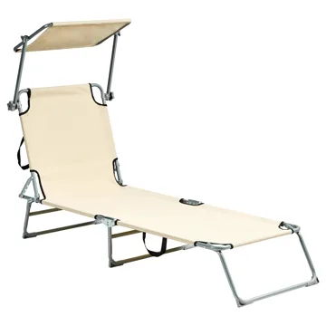 Solseng utendørs Foligno Stål - Beige/Sølv - Hagemøbler & utemiljø - Stoler & Lenestoler - Solsenger & solvogner