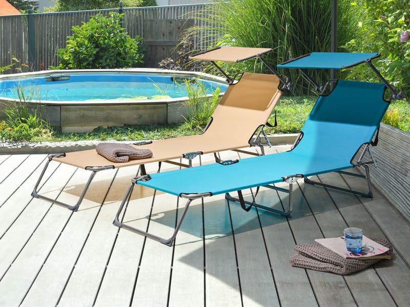 Solseng utendørs Foligno Stål - Blå/Sølv - Hagemøbler & utemiljø - Stoler & Lenestoler - Solsenger & solvogner