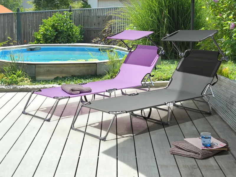 Solseng utendørs Foligno Stål - Grå/sølv - Hagemøbler & utemiljø - Stoler & Lenestoler - Solsenger & solvogner