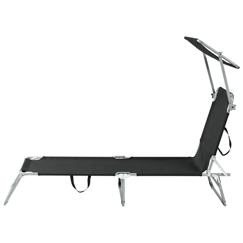 Solseng utendørs Foligno Stål - Svart/sølv - Hagemøbler & utemiljø - Stoler & Lenestoler - Solsenger & solvogner