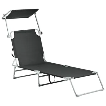 Solseng utendørs Foligno Stål - Svart/sølv - Hagemøbler & utemiljø - Stoler & Lenestoler - Solsenger & solvogner