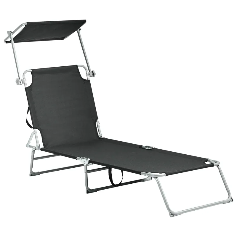 Solseng utendørs Foligno Stål - Svart/sølv - Hagemøbler & utemiljø - Stoler & Lenestoler - Solsenger & solvogner