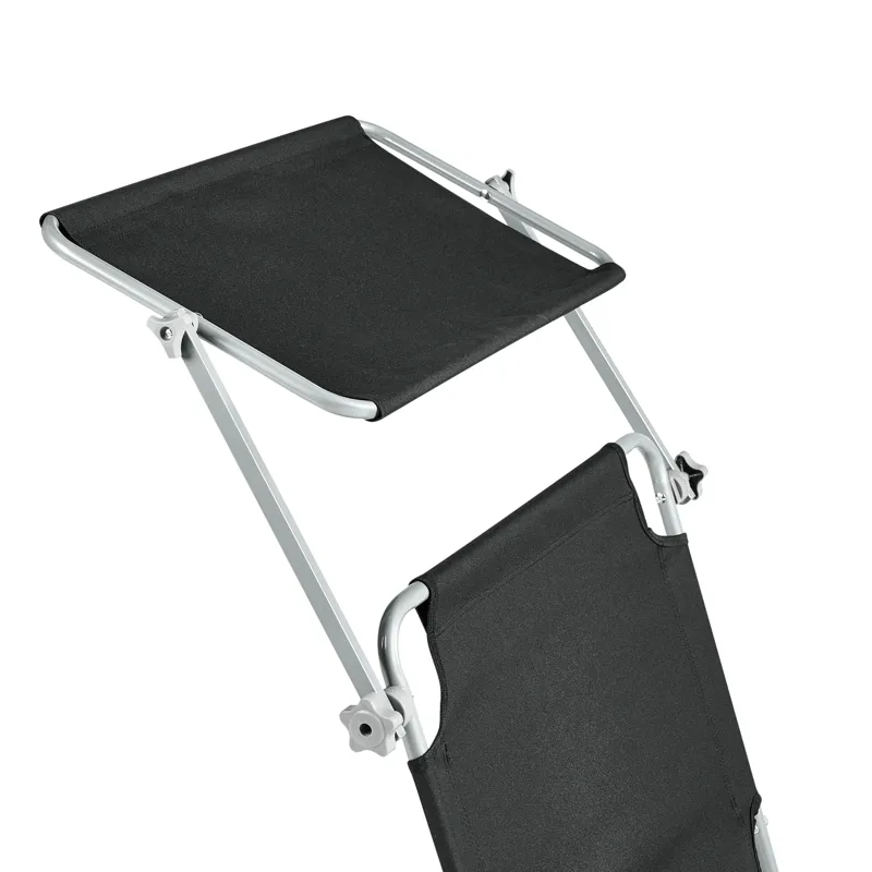 Solseng utendørs Foligno Stål - Svart/sølv - Hagemøbler & utemiljø - Stoler & Lenestoler - Solsenger & solvogner