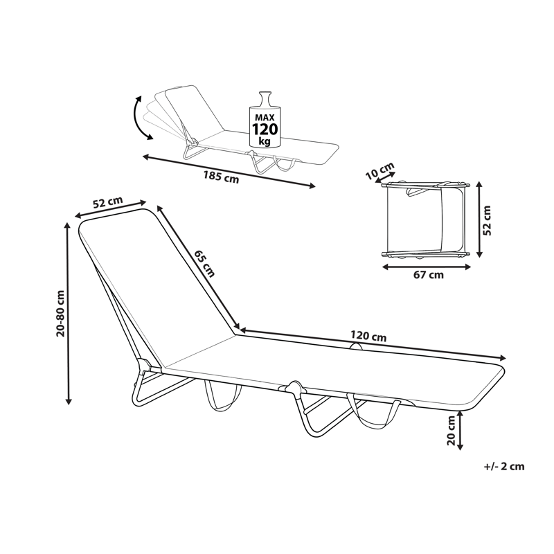 Solseng utendørs Kastoria - Beige/hvit - Hagemøbler & utemiljø - Stoler & Lenestoler - Solsenger & solvogner