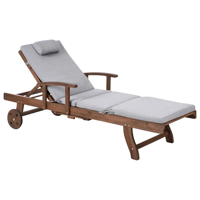 Solseng utendørs med pute Amantea Premium akasietre, Brun/grå