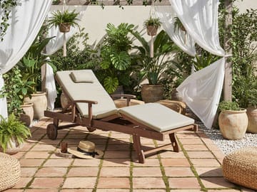 Solseng utendørs med pute Amantea Premium akasietre - Brun/Taupe - Hagemøbler & utemiljø - Stoler & Lenestoler - Solsenger & solvogner