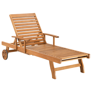 Solseng utendørs med pute Java Premium akasietre - Brun/lysegrå - Hagemøbler & utemiljø - Stoler & Lenestoler - Solsenger & solvogner