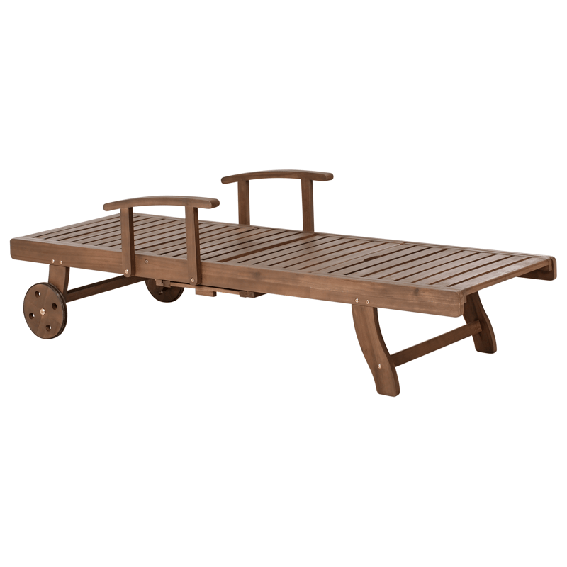 Solseng utendørs med pute Amantea Premium akasietre - Brun/Lys beige - Hagemøbler & utemiljø - Stoler & Lenestoler - Solsenger & solvogner