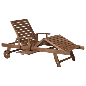 Solseng utendørs med pute Amantea Premium akasietre - Brun/Grønn - Hagemøbler & utemiljø - Stoler & Lenestoler - Solsenger & solvogner