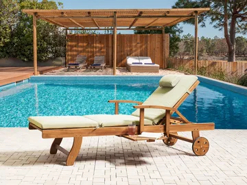 Solseng utendørs med pute Java Premium akasietre - Brun/Grønn - Hagemøbler & utemiljø - Stoler & Lenestoler - Solsenger & solvogner