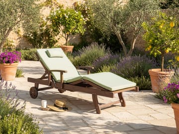 Solseng utendørs med pute Amantea Premium akasietre - Brun/Grønn - Hagemøbler & utemiljø - Stoler & Lenestoler - Solsenger & solvogner