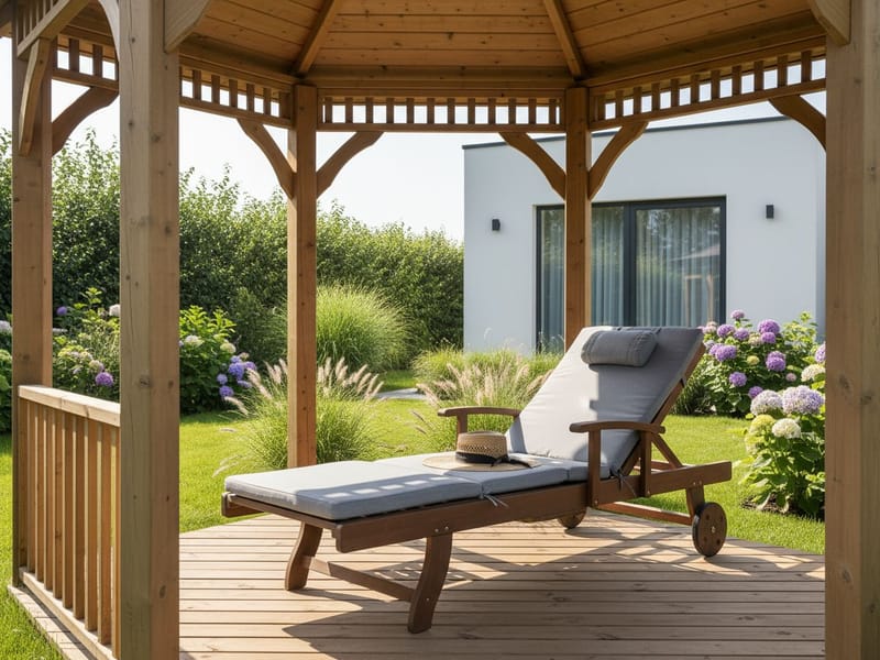 Solseng utendørs med pute Amantea Premium akasietre - Brun/grå - Hagemøbler & utemiljø - Stoler & Lenestoler - Solsenger & solvogner