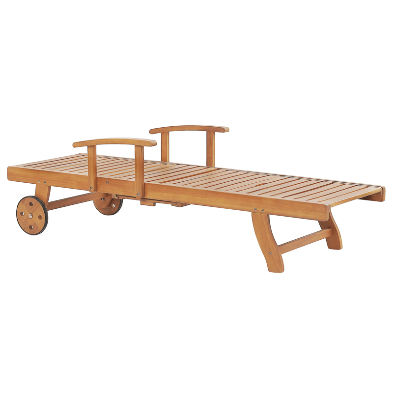 Solseng utendørs med pute Java Premium akasietre - Brun/lysegrå - Hagemøbler & utemiljø - Stoler & Lenestoler - Solsenger & solvogner