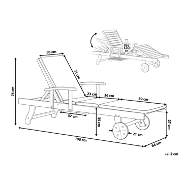 Solseng utendørs med pute Amantea Premium akasietre - Brun/lysegrå - Hagemøbler & utemiljø - Stoler & Lenestoler - Solsenger & solvogner