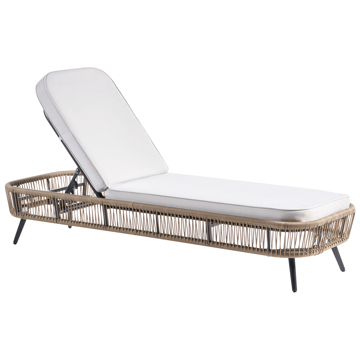 Solseng utendørs med pute Zeri kunstrotting - Beige - Hagemøbler & utemiljø - Stoler & Lenestoler - Solsenger & solvogner