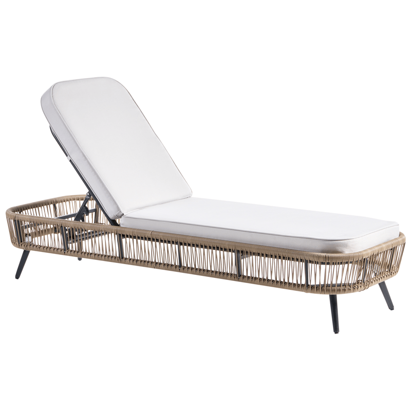 Solseng utendørs med pute Zeri kunstrotting - Beige - Hagemøbler & utemiljø - Stoler & Lenestoler - Solsenger & solvogner