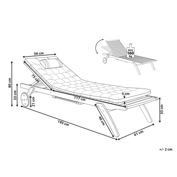Solseng utendørs med pute Cesana Premium akasietre - Brun/Beige - Hagemøbler & utemiljø - Stoler & Lenestoler - Solsenger & solvogner