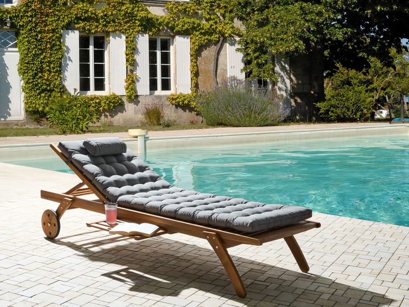 Solseng utendørs med pute Cesana Premium akasietre - Brun/grå - Hagemøbler & utemiljø - Stoler & Lenestoler - Solsenger & solvogner
